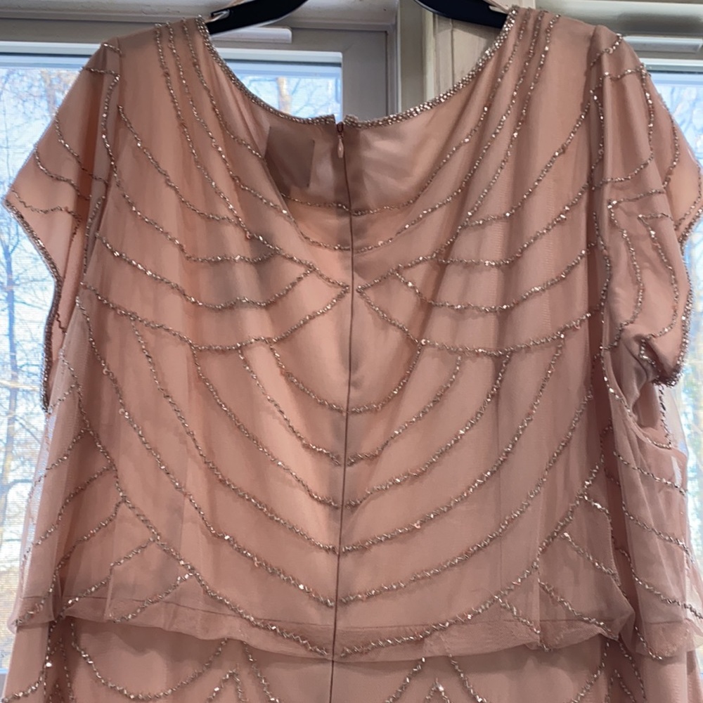 Adrianna Papell short sleeve beaded art deco gown - Picture 7 of 9